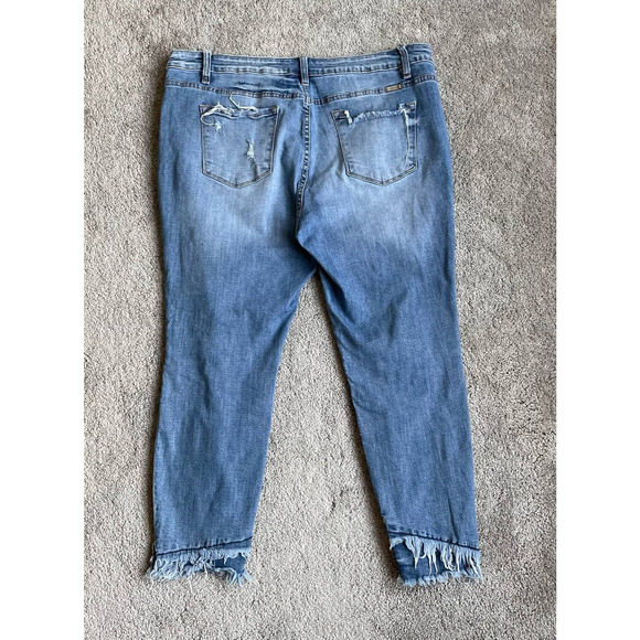 KanCan High Waist Distressed Raw Hem Skinny Jeans - Size 3XL - Picture 3 of 10